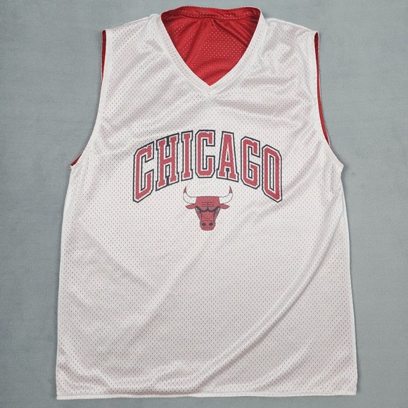 Other - Vintage Chicago Bulls Reversible Jersey Mens L Red White NBA Basketball Mesh